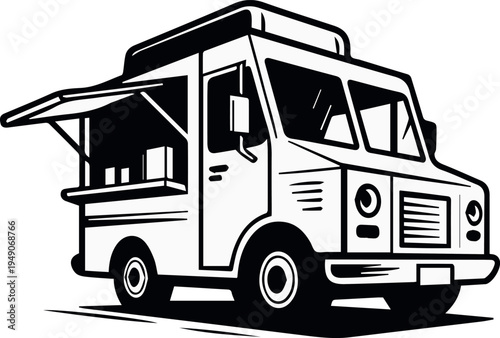 Ice cream truck with serving window and cone menu