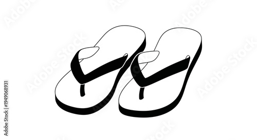 Pair of White Flip-Flops, Simple Summer Footwear, Beach Sandals, Casual Summer Shoes