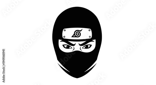 Ninja Masked Face with Intense Eyes and Leaf Village Symbol Headband