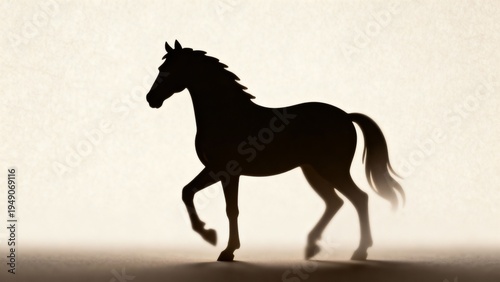 Elegant black horse silhouette isolated on neutral background for design and symbolic use.