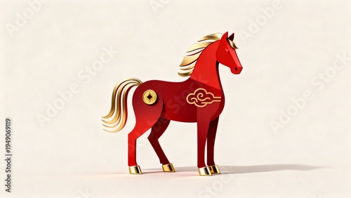 Clean stylized red horse illustration representing zodiac sign with modern minimalist aesthetic.