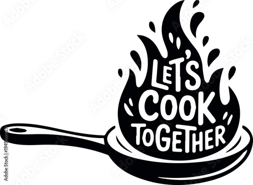 Pan with flame for recipe blog header