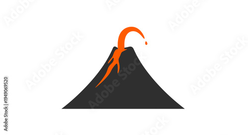 Simple active volcano with orange lava illustration
