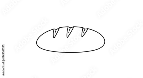 Simple black outline drawing of a rustic bread loaf