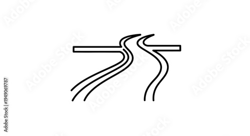 Simple curving road illustration on white background