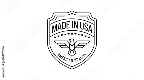 American quality seal badge with eagle illustration on white background