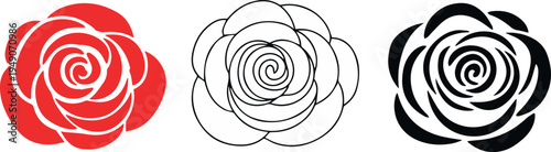 Space cutout rose emblem set three styles