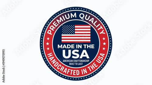 American Flag Premium Quality Seal with Text USA