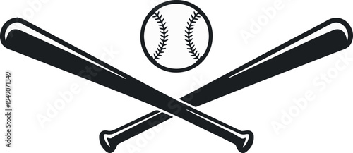 Baseball bats and ball equipment icons