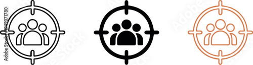 Ad campaign audience crosshair with three user silhouettes