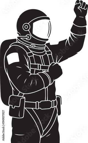 Astronaut space suit vector illustration. cosmonaut silhouette line art cosmic exploration