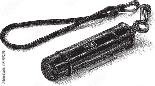 A classic referee's whistle, vector illustration. Minimalist sports icon.