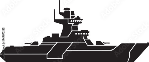 Military warship vector illustration. modern battleship silhouette line art graphic design