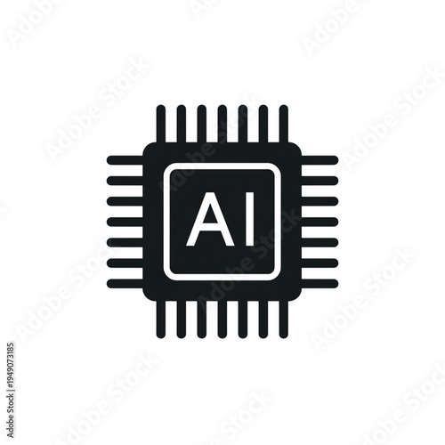 AI chip icon, isolated on transparent background