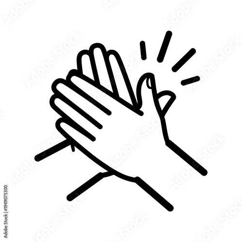 Clapping Hands in Black and White vector illustration