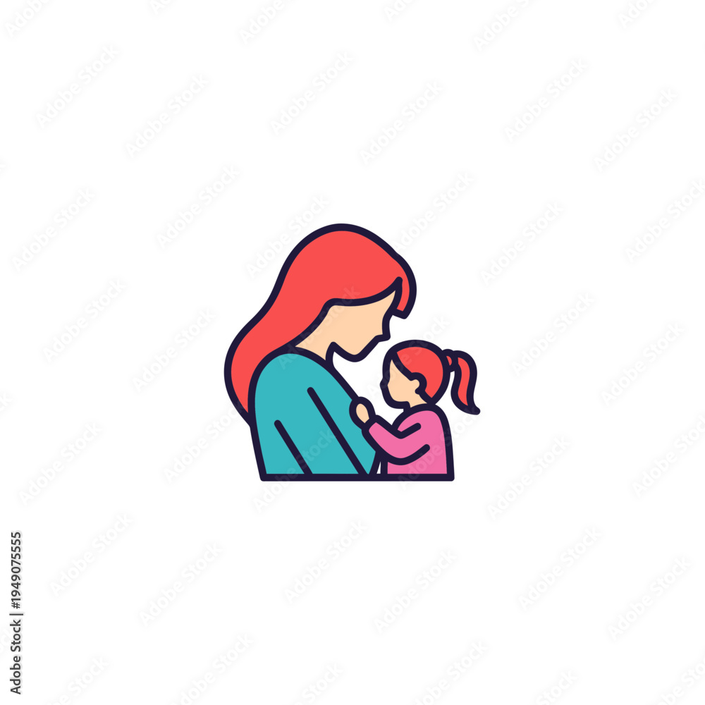 Fototapeta premium Mother Comforting Her Daughter with Love and Affection vector illustration