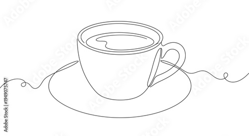 Cappuccino coffee cup line art vector illustration