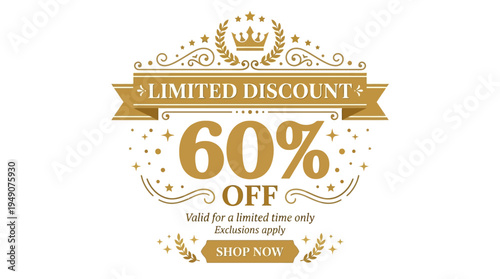 Elegant Gold Limited 60% Discount Badge