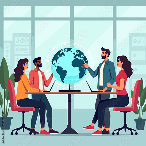 A minimalist illustration depicting a partial view of a person working in an office setting. The image evokes a sense of focus and productivity, ideal