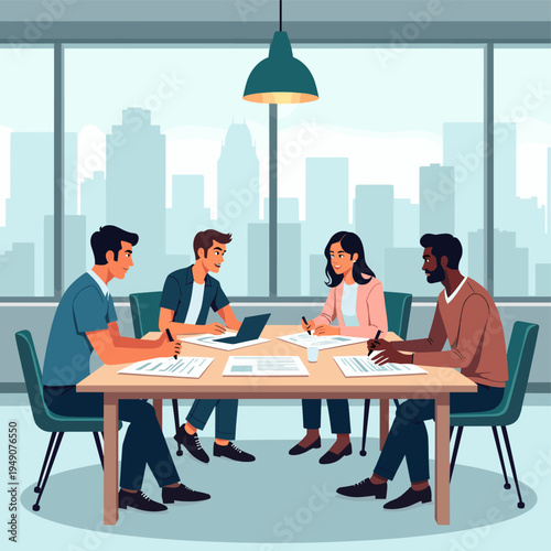 A minimalist depiction of an office setting, perfect for illustrating concepts of work, productivity, and the daily grind.  Use for blogs or social me