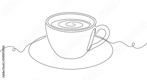 coffee cup hot drink line art vector illustration