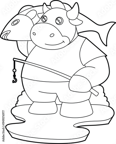 Bull Angler Fish Fishing Animal Vector Graphic Art Illustration