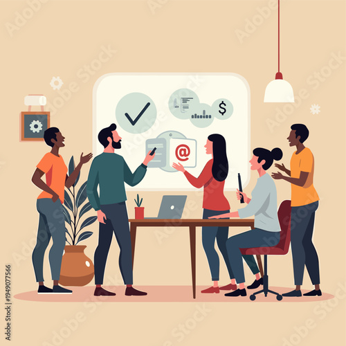 A minimalist illustration showing a person standing near a potted plant, evoking a sense of calm and modern living. Ideal for lifestyle blogs or welln