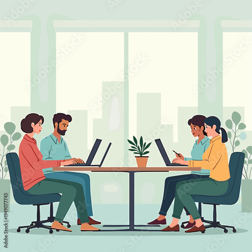 A calm and inviting illustration depicting a person relaxing in an office chair. Ideal for content related to work-life balance, employee well-being, 