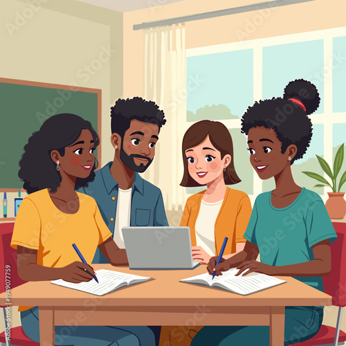 This illustration depicts a student diligently taking notes, ideal for educational content, blog posts about studying, or presentations on learning an