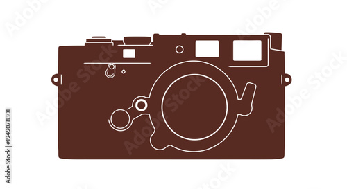 Brown vintage film camera illustration on white background