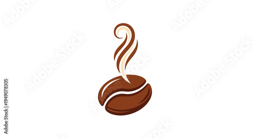 Brown coffee bean with rising steam icon