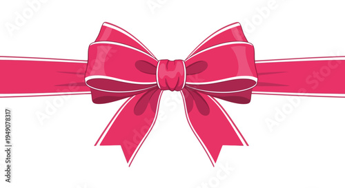 Bright pink gift bow and ribbon for celebration design