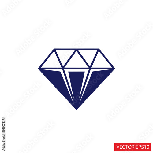 Blue diamond icon symbol isolated on white background