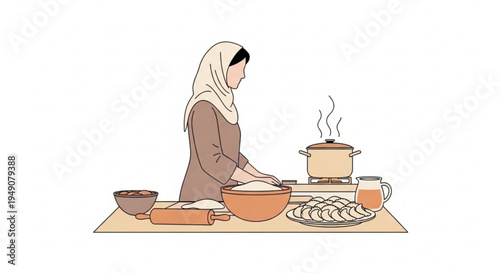 Muslim Couple Engaged in Humble Prayer, Seeking Divine Blessings and Spiritual Serenity Through Devotion, an Illustration of Faith and Connection