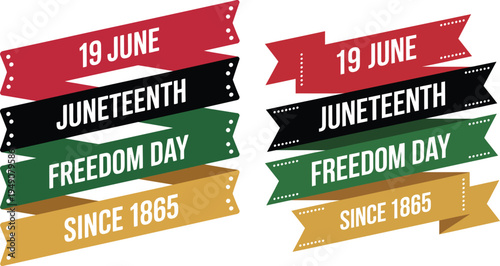 Juneteenth Freedom Day banners with dates and text