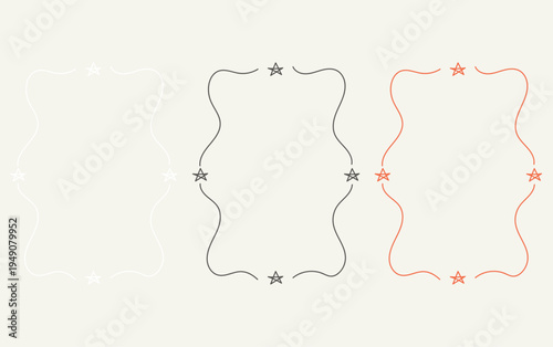 Retro vintage bows and ribbons frame drawings for greeting cards, Hand drawn borders for social media decoration template, Borders for wedding invitations, birthday card, lunch menus.