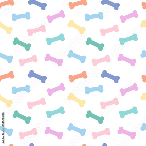 Seamless pattern with colorful dog bones. Cute pet themed background perfect for pet products, packaging, textiles and animal themed designs.