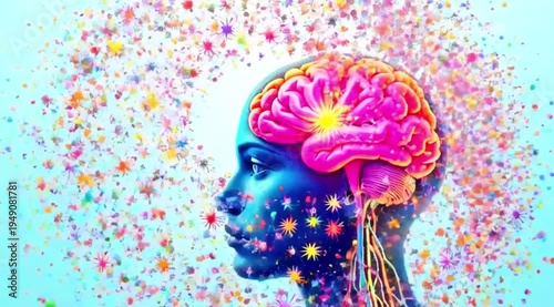 Wallpaper Mural A video showcasing a creative and colorful illustration of the human brain Torontodigital.ca