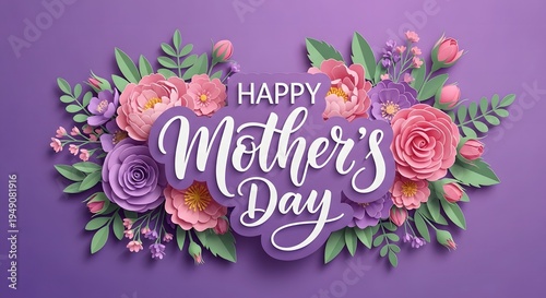 A floral arrangement with happy mother's day text