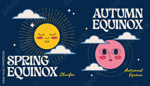 A charming black and white illustration depicts a smiling sun face and a crescent moon resting on a cloud, surrounded by twinkling stars. high-quality professional