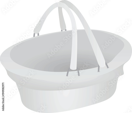 Empty wicker picnic basket, vector