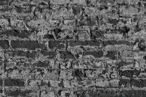 Abstract dark black brick wall texture for pattern background. wide panorama picture. with copy space design for web banner. Black background.