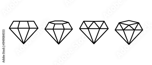 Diamond Icon Vector Set. Brilliant, Gemstone Symbol