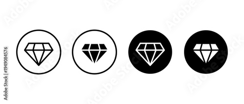 Diamond Icon Vector Set. Brilliant, Gemstone Symbol