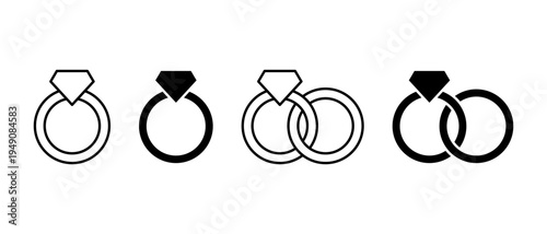 Diamond Icon Vector Set. Brilliant, Gemstone Symbol