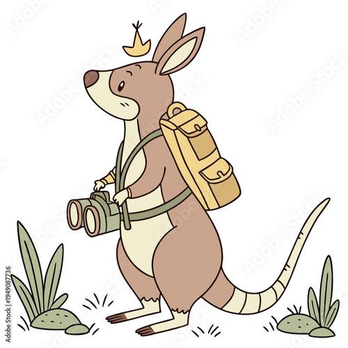 Evergreen Trails colored Kangaroo with a Bashful touch, placed in a Forest adventure theme and styled with with a tiny crown