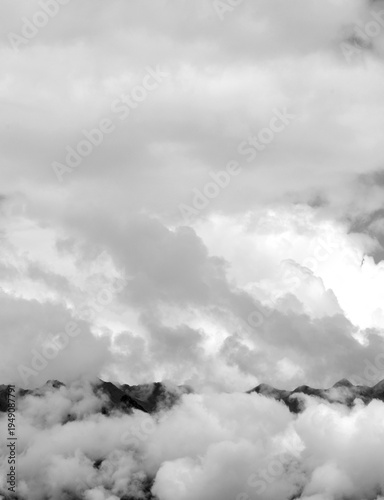 Cloud spectacle in the evening sky - dark threatening rain clouds - thunderclouds, depression, melancholic mood