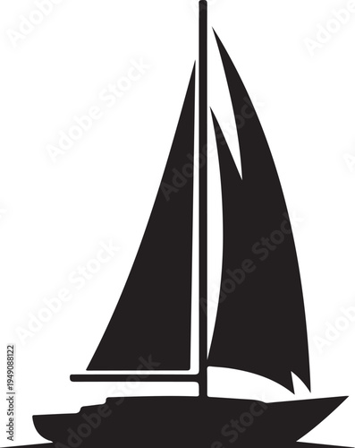 Black sailboat icon vector