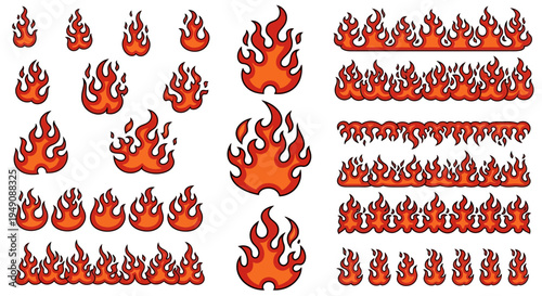 Collection of various flame designs and patterns.