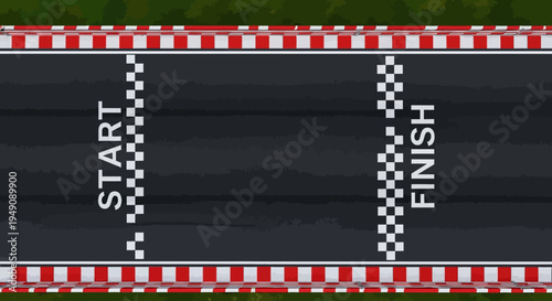 Racing track with start and finish lines.